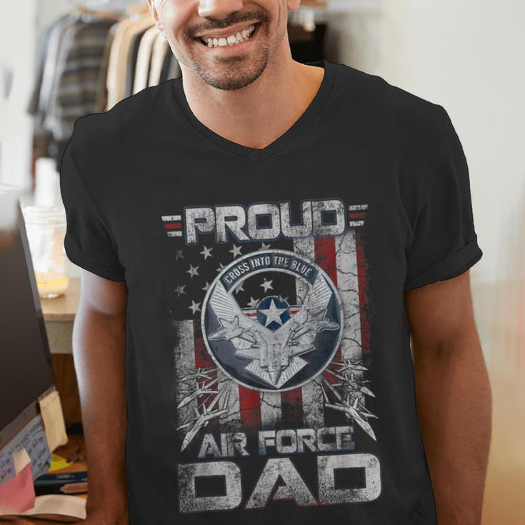 Proud Air Force Dad Shirt Military Family Fathers Day Men's V-Neck T-Shirt