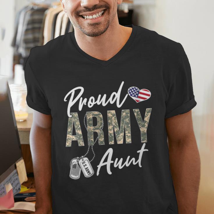 Proud Army Aunt Army Graduation Aunt US Army Aunt Men's V-Neck T-Shirt