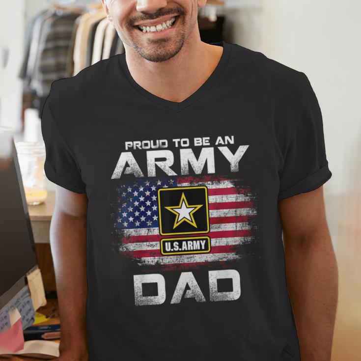 Proud To Be An Army Dad With American Flag Veteran Men's V-Neck T-Shirt
