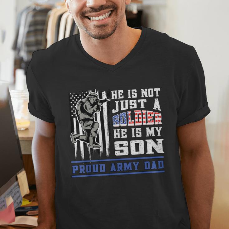 Proud Army Dad Soldier Son Patriotic Veterens Men's V-Neck T-Shirt