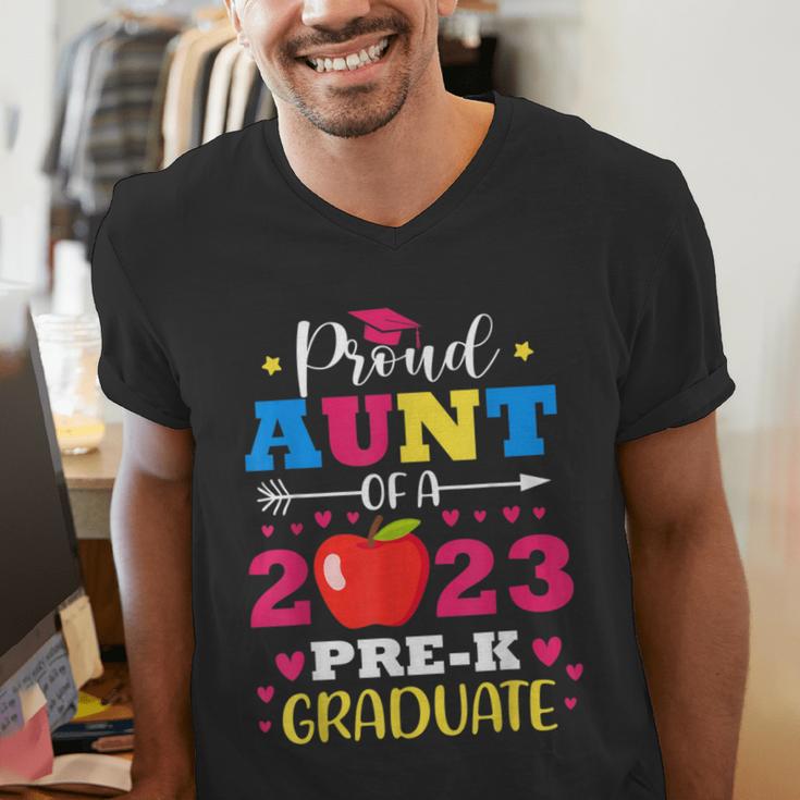Proud Aunt Of 2023 Pre-K Graduate Senior Graduation Matching Men's V-Neck T-Shirt