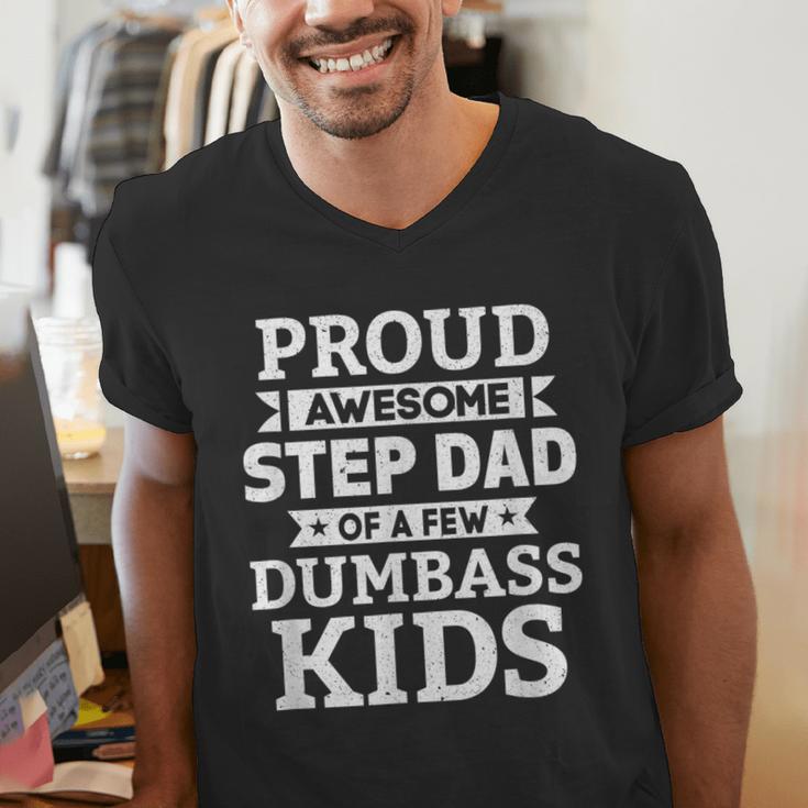 Proud Awesome Step Dad Of A Few Dumbass Kids Men's V-Neck T-Shirt