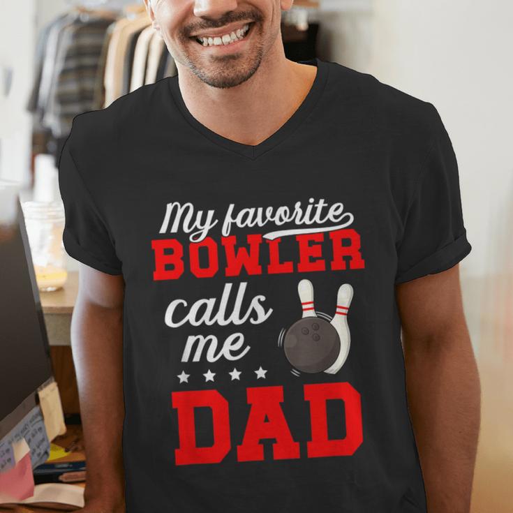 Proud Bowling Dad Of A Bowler Dad Bowling Father Men's V-Neck T-Shirt