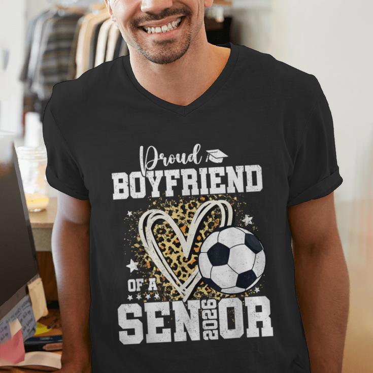 Proud Boyfriend Of A 2026 Senior Soccer Graduation Leopard Men's V-Neck T-Shirt