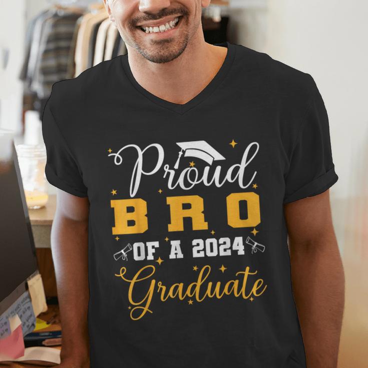 Proud Bro Of A Class Of 2024 Graduate Senior Graduation Men's V-Neck T-Shirt