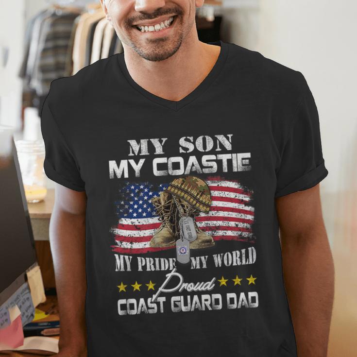 Proud Coast Guard Dad Coast Guard Graduation Dad Men's V-Neck T-Shirt