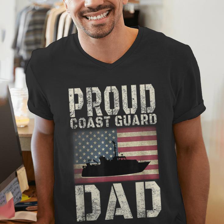Proud Coast Guard Dad USCG American Flag T-Shirt Men's V-Neck T-Shirt