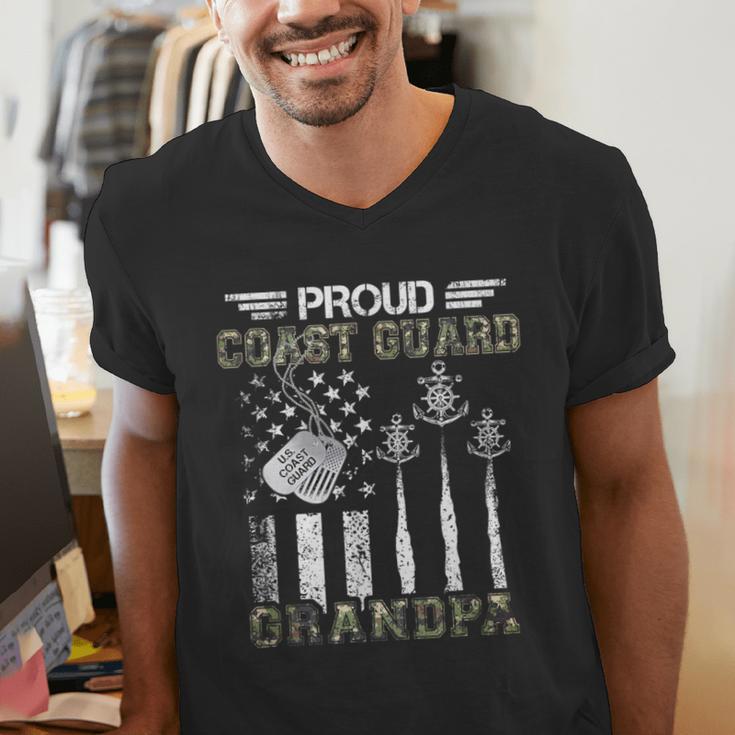 Proud Coast Guard Grandpa US Coast Guard Graduation Grandpa Men's V-Neck T-Shirt