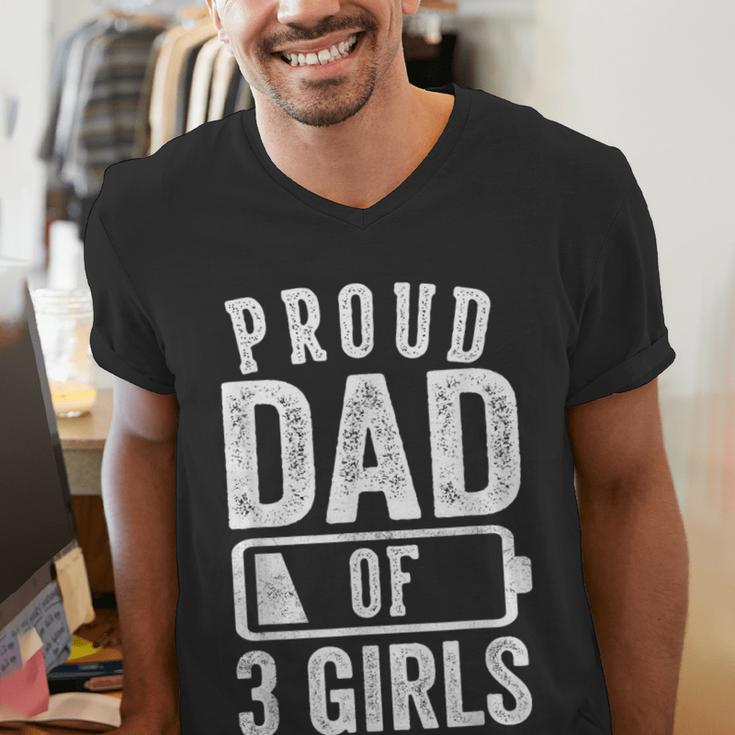 Proud Dad Of 3 Girls Daddy Of Three Daughters Men's V-Neck T-Shirt