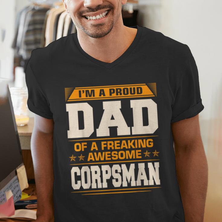 Proud Dad Of Awesome Corpsman Father's Day Men's V-Neck T-Shirt