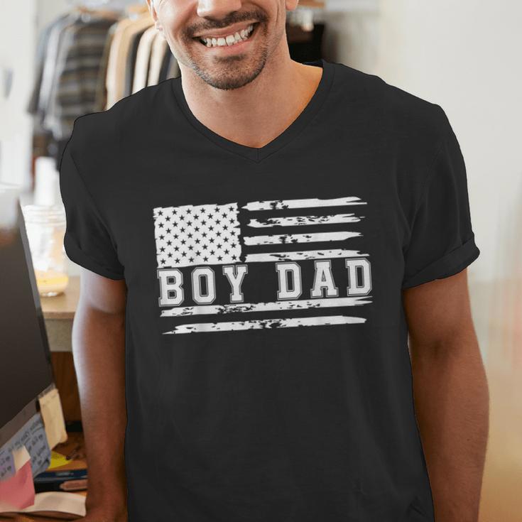 Proud Dad Of Boy Father Of Boys For Dad Xmas Fathers Day Men's V-Neck T-Shirt