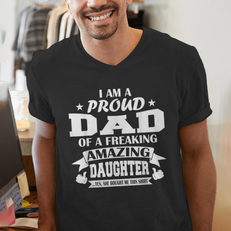 I Am A Proud Dad Of A Freaking Amazing Daughter For Father Men's V-Neck T-Shirt