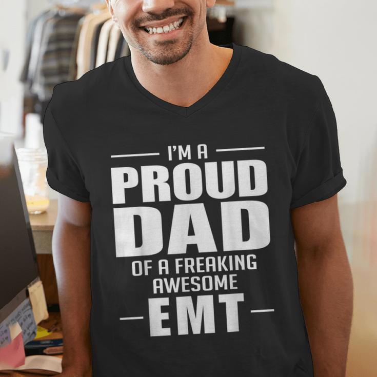 Proud Dad Of a Freaking Awesome EMT Emergency Medical Men's V-Neck T-Shirt Proud Dad Of a Freaking Awesome EMT Emergency Medical Men's V-Neck T-Shirt
