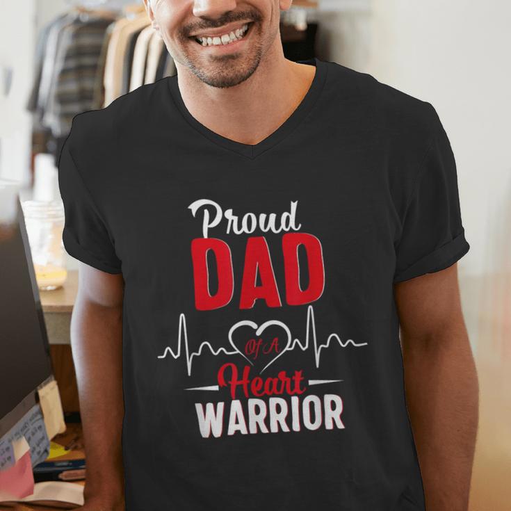Proud Dad Of a Heart Warrior CHD Awareness Gift Men's V-Neck T-Shirt