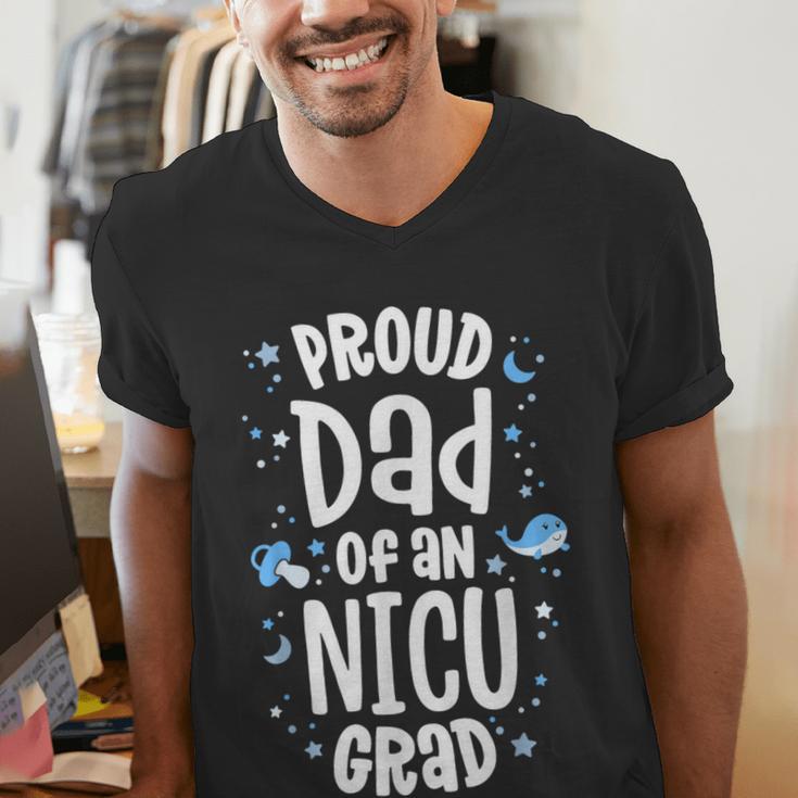 Proud Dad Of An NICU Grad NICU Graduate Father Parents Men's V-Neck T-Shirt