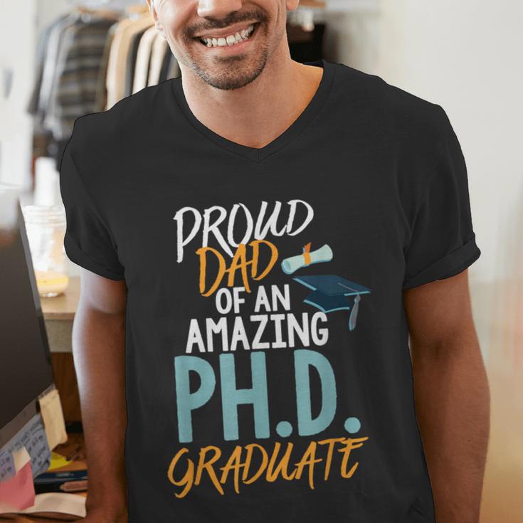 Proud Dad PhD Doctoral Graduation Doctorate Degree EdD PsyD Men's V-Neck T-Shirt