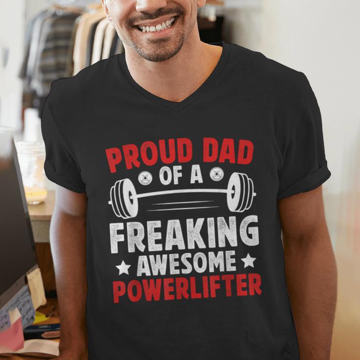 Proud Dad Of A Powerlifter Father Powerlifting Dad Men's V-Neck T-Shirt