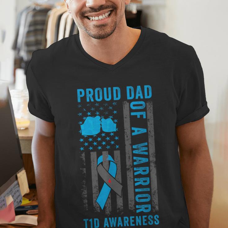 Proud Dad Of A T1D Warrior Type 1 Diabetes Awareness Men's V-Neck T-Shirt Proud Dad Of A T1D Warrior Type 1 Diabetes Awareness Men's V-Neck T-Shirt