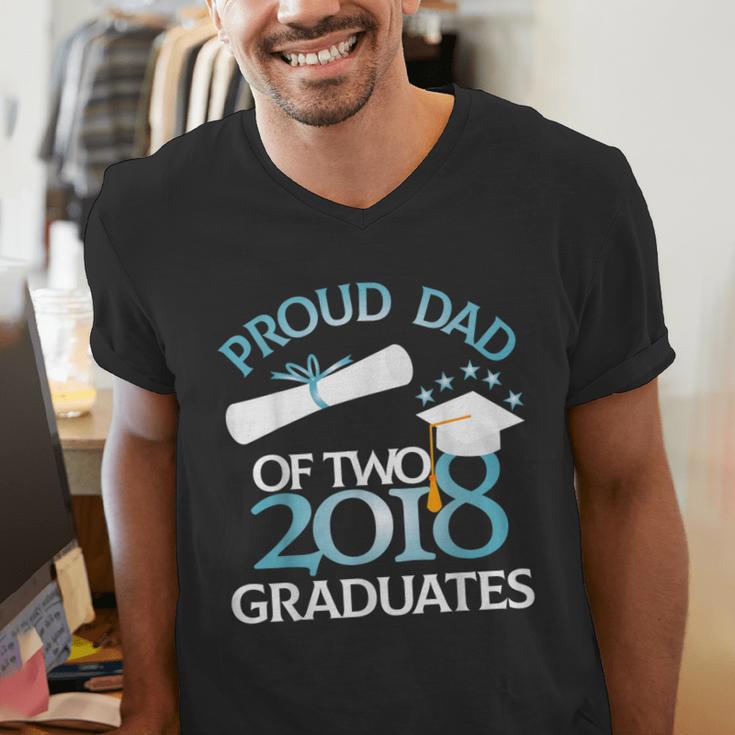 Proud Dad Of Two 2018 Graduates Twin Dads Graduation Men's V-Neck T-Shirt