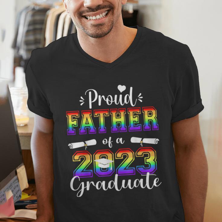 Proud Father Of 2023 Graduate Class 2023 Graduation Family Men's V-Neck T-Shirt