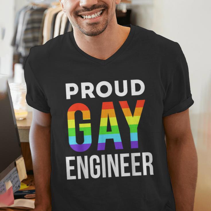 Proud Gay Engineer LGBTQ Rainbow Engineering Graduation Men's V-Neck T-Shirt