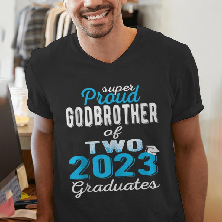 Proud Godbrother Of Two 2023 Graduate Class 2023 Graduation Men's V-Neck T-Shirt