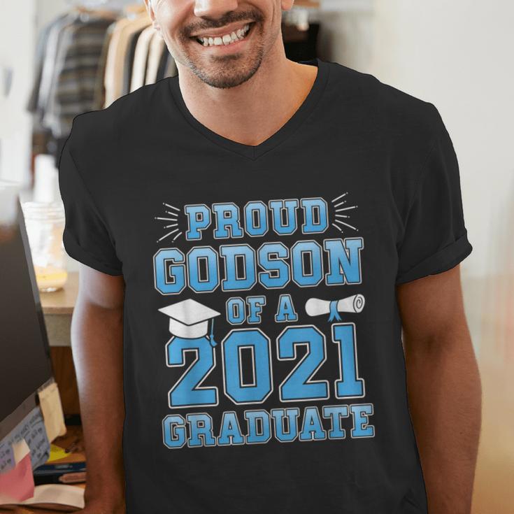 Proud Godson Of a 2021 Graduate School Graduation Family Men's V-Neck T-Shirt