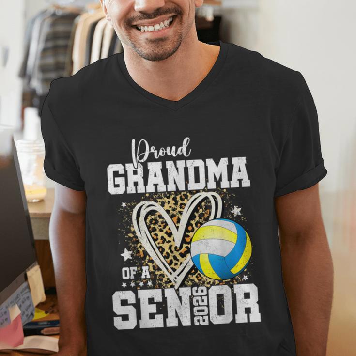 Proud Grandma Of A 2026 Senior Volleyball Graduation Leopard Men's V-Neck T-Shirt