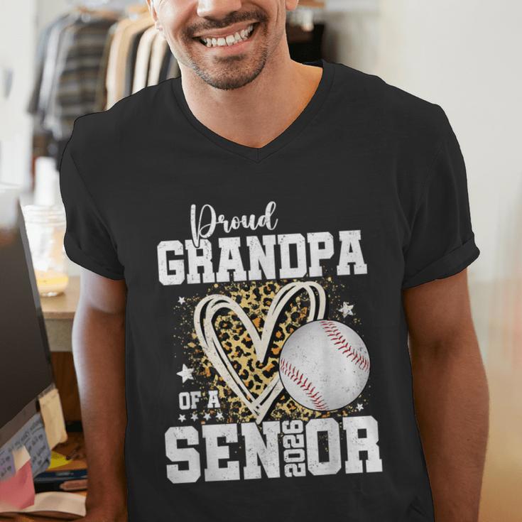 Proud Grandpa Of A 2026 Senior Baseball Graduation Leopard Men's V-Neck T-Shirt Proud Grandpa Of A 2026 Senior Baseball Graduation Leopard Men's V-Neck T-Shirt