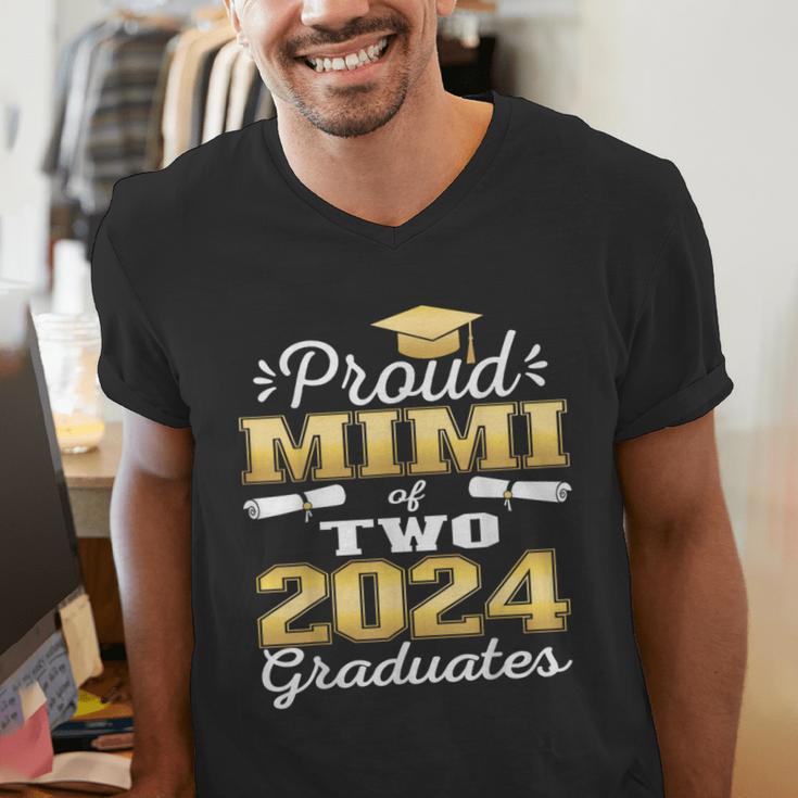 Proud Mimi Of Two 2024 Graduate Class 2024 Graduation Family Men's V-Neck T-Shirt