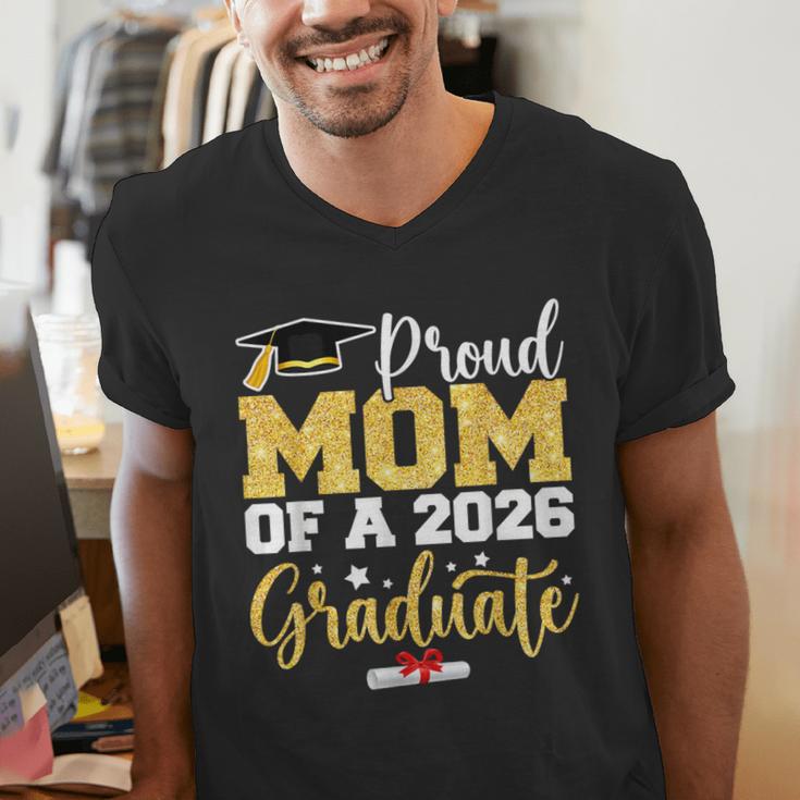 Proud Mom Of A Class Of 2026 Graduate Senior Gold Graduation Men's V-Neck T-Shirt