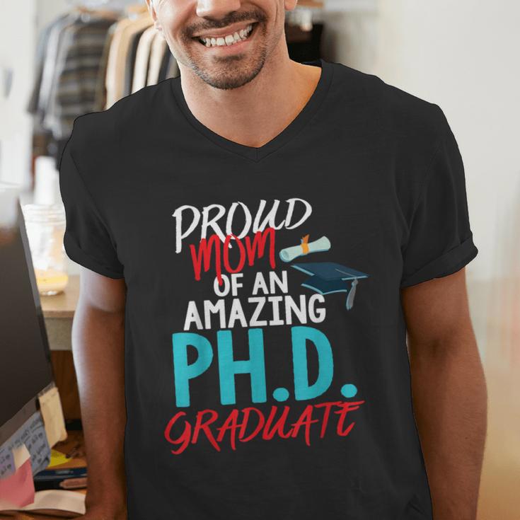 Proud Mom PhD Doctoral Graduation Doctorate Degree Men's V-Neck T-Shirt