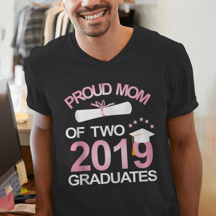 Proud Mom Of Two 2019 Graduates Twin Mama Mother Graduation Men's V-Neck T-Shirt