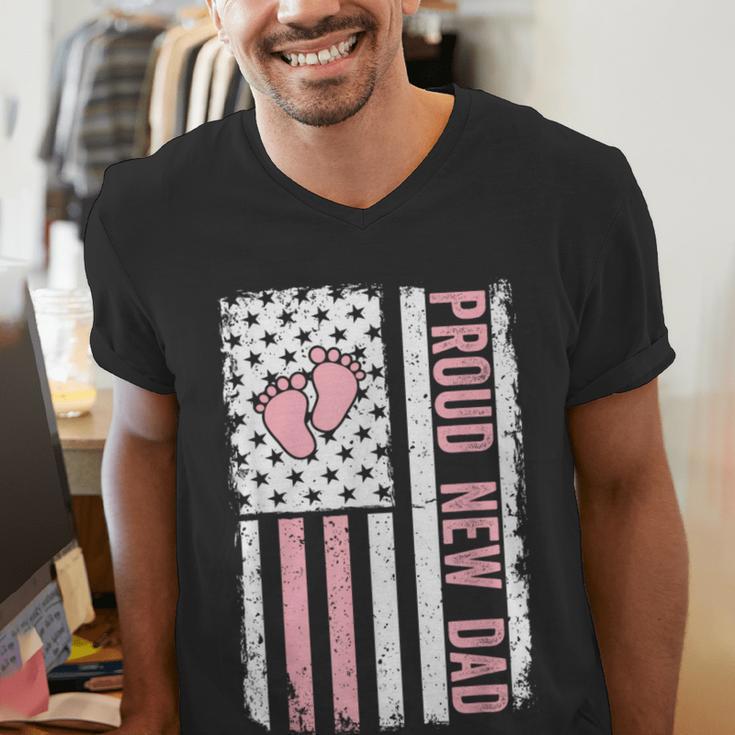 Proud New Dad New Girl Baby Fathers Day First Time Dad Men's V-Neck T-Shirt
