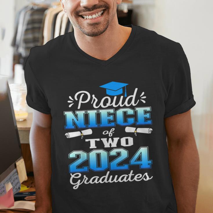 Proud Niece Of Two 2024 Graduate Class 2024 Graduation Men's V-Neck T-Shirt