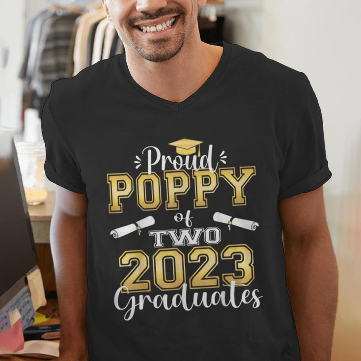 Proud Poppy Of Two 2023 Graduate Class 2023 Graduation Men's V-Neck T-Shirt