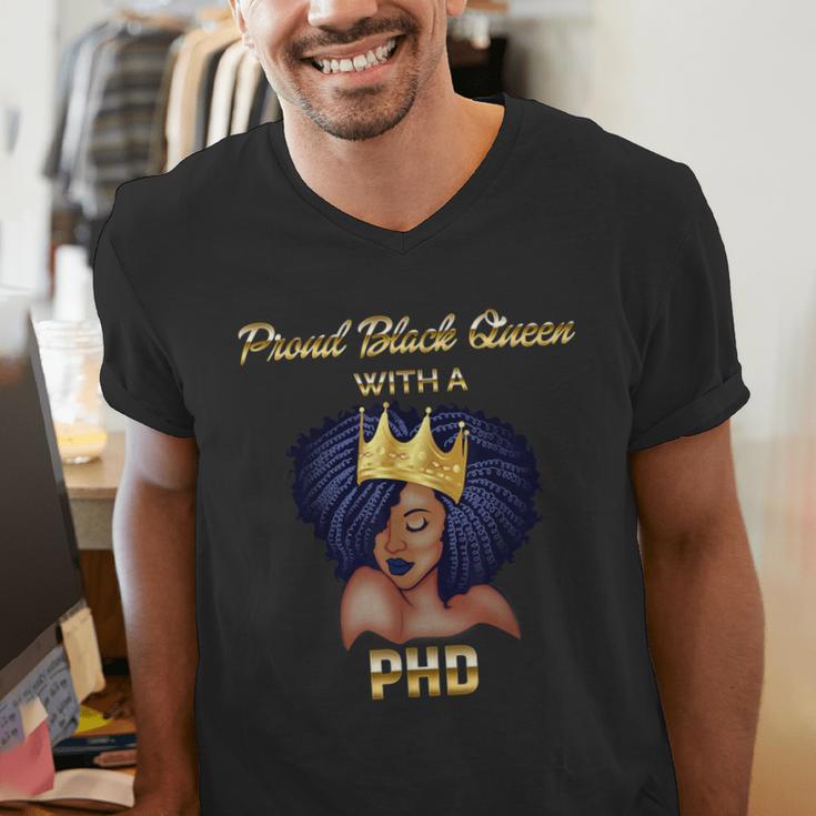 Proud Queen PhD Doctorate Degree Graduation T-Shirt Men's V-Neck T-Shirt