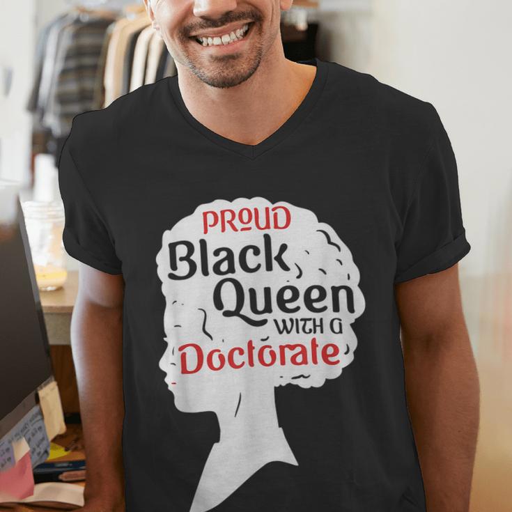 Proud Queen Shirt PhD Graduation Afro Doctorate Men's V-Neck T-Shirt