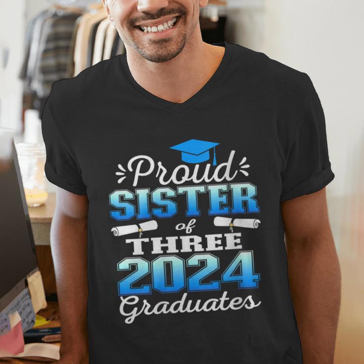 Proud Sister Of Three 2024 Graduate 23 Class Graduation Men's V-Neck T-Shirt