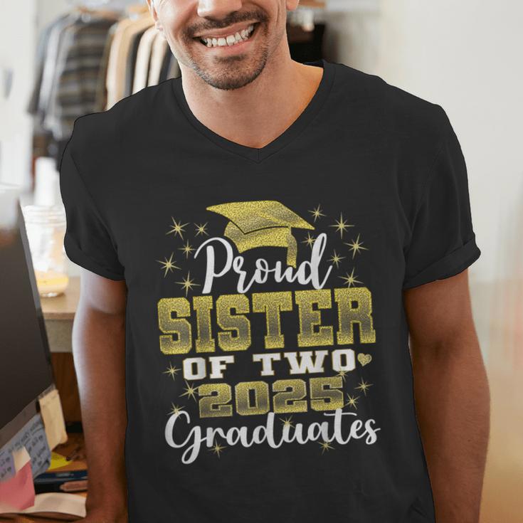 Proud Sister Of Two 2025 Graduates Graduation Family Men's V-Neck T-Shirt