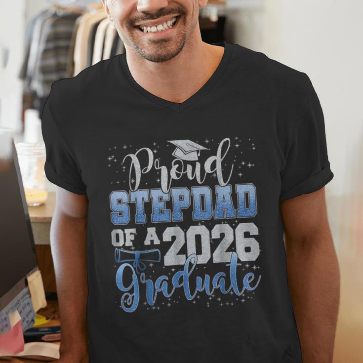Proud Stepdad Of Senior 2026 Class Of 2026 Graduation Men's V-Neck T-Shirt