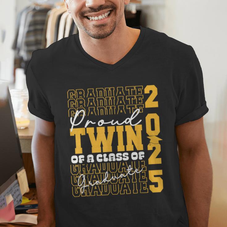 Proud Twin Of a 2025 Graduate Grad Prom Graduation Squad 25 Men's V-Neck T-Shirt