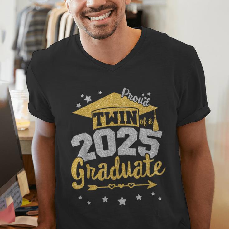 Proud Twin Of a 2025 Graduate Team 25 Senior Graduation Men's V-Neck T-Shirt