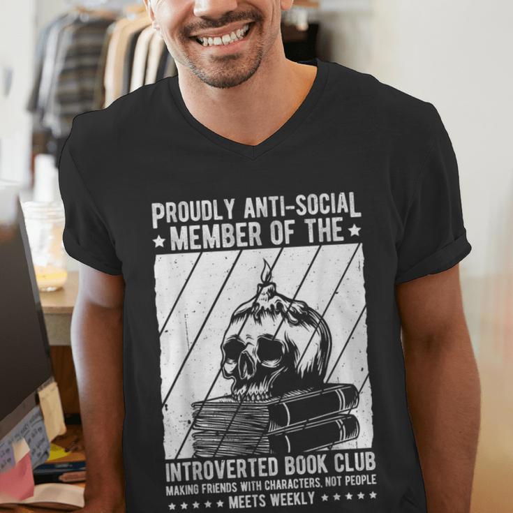 PROUDLY ANTI-SOCIAL MEMBER OF THE Introverted Book Club Men's V-Neck T-Shirt