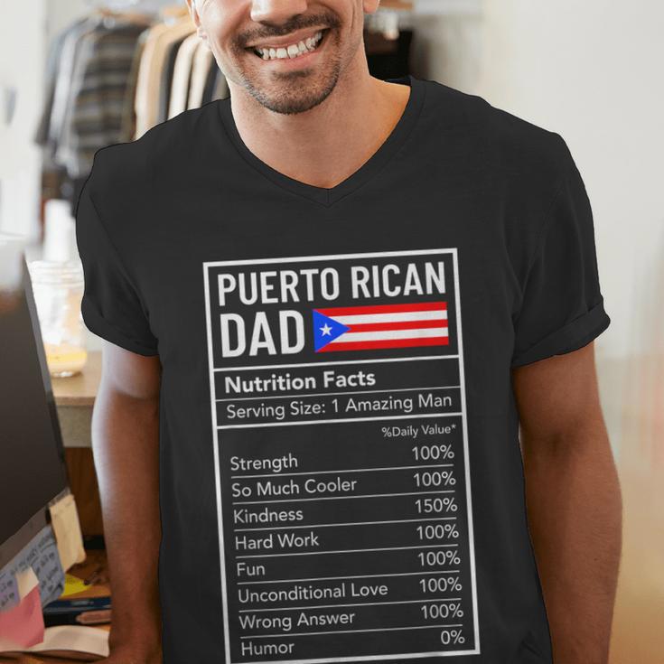 Puerto Rican Dad Nutrition Facts Pride Father's Day Men's V-Neck T-Shirt