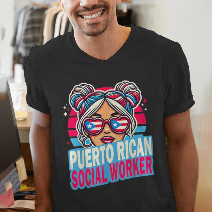Puerto Rican Latina Social Worker MSW Masters Graduation Men's V-Neck T-Shirt