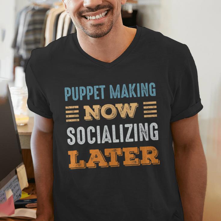 Puppet Making Now Minimal Socializing Introvert Vintage Men's V-Neck T-Shirt Puppet Making Now Minimal Socializing Introvert Vintage Men's V-Neck T-Shirt