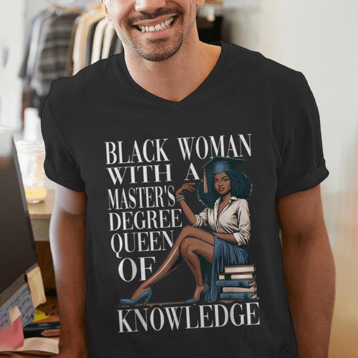 Queen Masters Degree Graduation Educated Melanin Grad Men's V-Neck T-Shirt