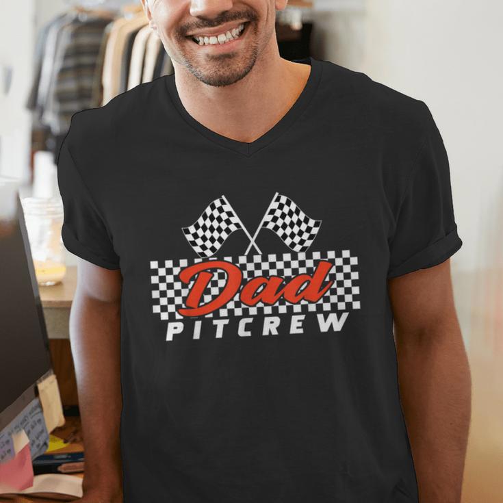 Race Car Birthday Party Racing Family Dad Pit Crew Men's V-Neck T-Shirt