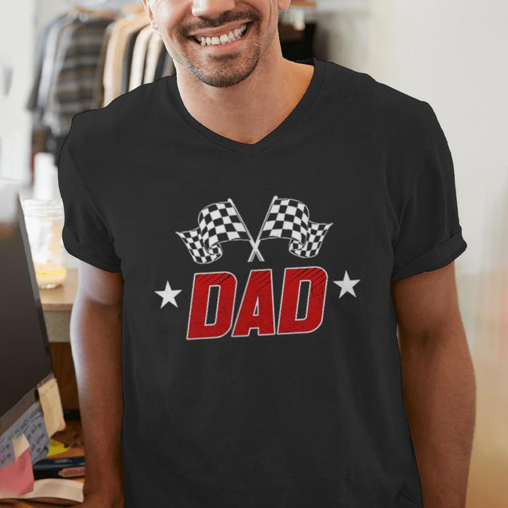 Racing Birthday Boy Race Car Dad Family Matching Men's V-Neck T-Shirt